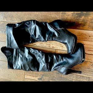 Black fold down high boot